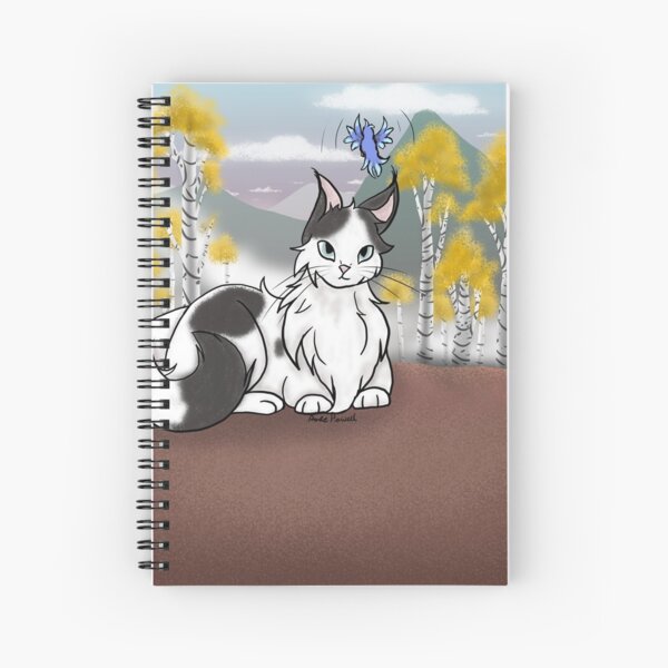 Cat and bird in an aspen forest. Spiral Notebook