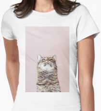 Beautiful cat looking up Women's Fitted T-Shirt