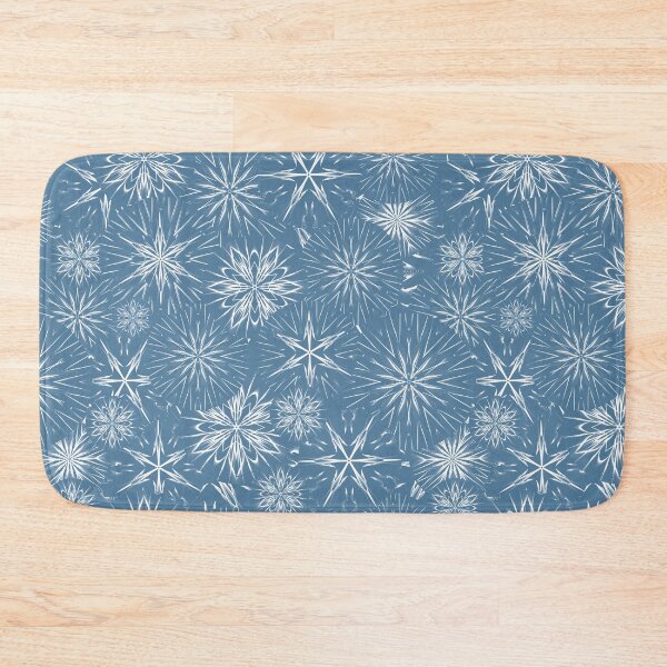 Item preview, Snow and Stars on Cool Blue / Mandala Geometric Pattern on Dusty Blue Background designed and sold by wild.geranium.design.