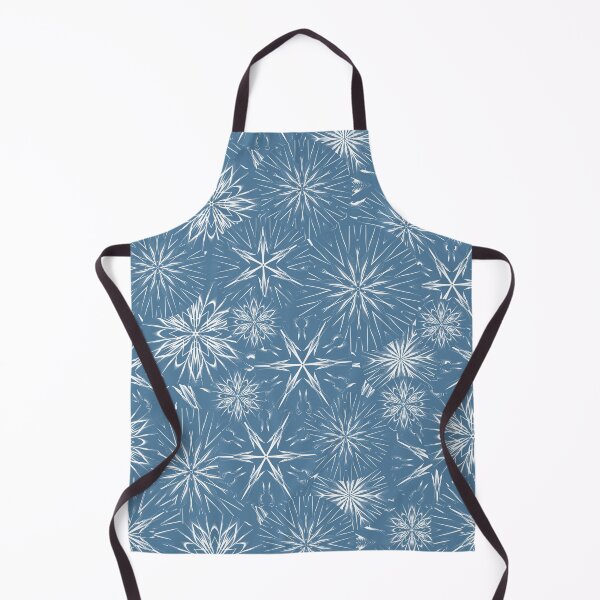 Item preview, Snow and Stars on Cool Blue / Mandala Geometric Pattern on Dusty Blue Background designed and sold by wild.geranium.design.