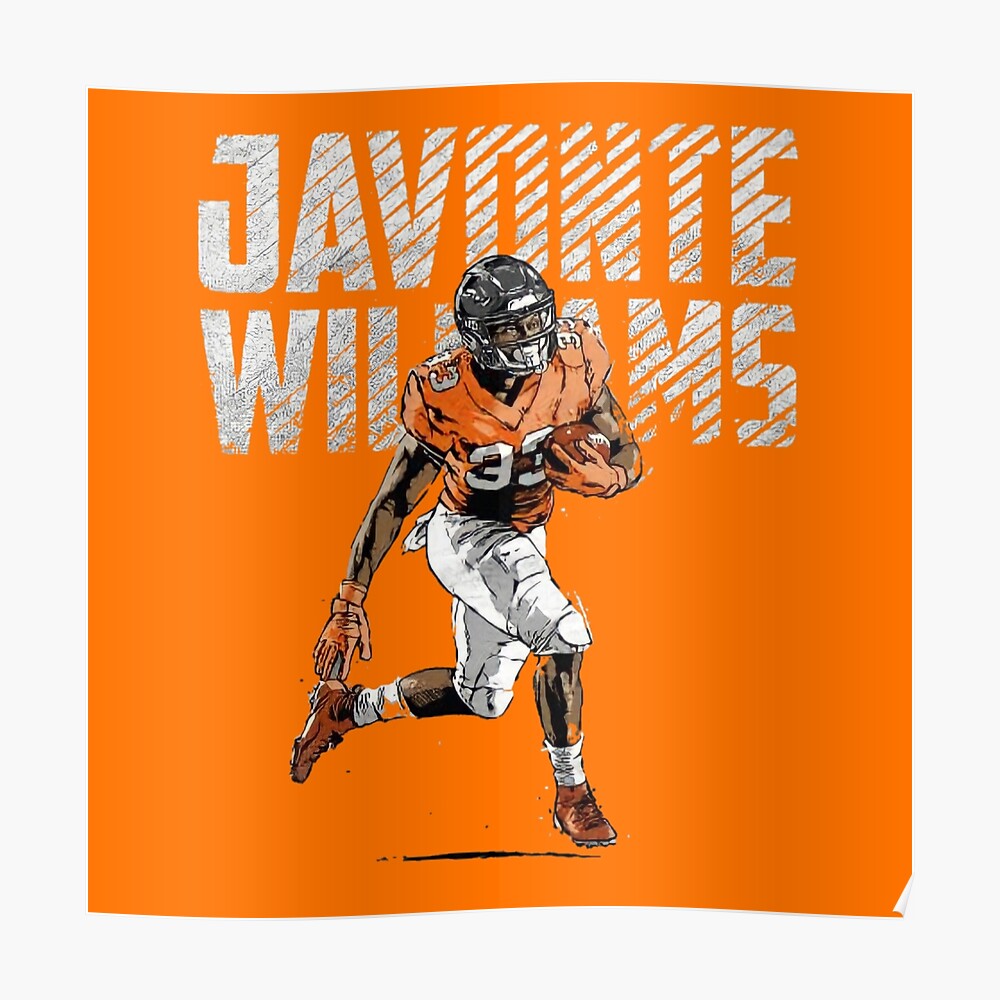 Javonte Williams Football Paper Poster Broncos 2 - Javonte Williams -  Posters and Art Prints