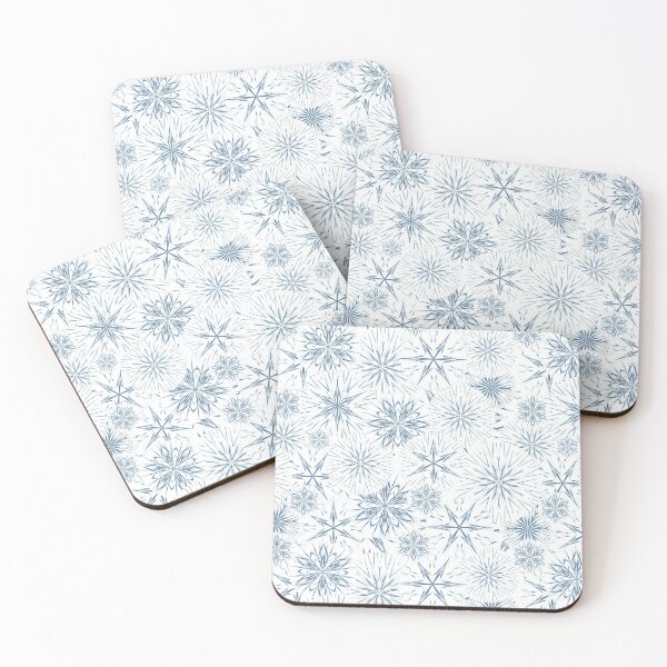 Item preview, Cool Blue Snow and Stars on White  / Payne’s Light Grey Mandala Geometric Pattern on White Background designed and sold by wild.geranium.design.