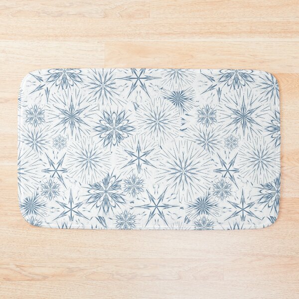 Item preview, Cool Blue Snow and Stars on White  / Payne’s Light Grey Mandala Geometric Pattern on White Background designed and sold by wild.geranium.design.