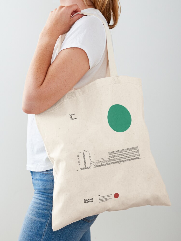 Thumbnail 1 of 5, Tote Bag, Bauhaus Building Walter Gropius 1926, Minimal Architecture Dessau Bauhaus Design designed and sold by sub88.