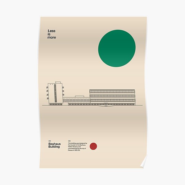Bauhaus Building Walter Gropius 1926, Minimal Architecture Dessau Bauhaus Design Poster