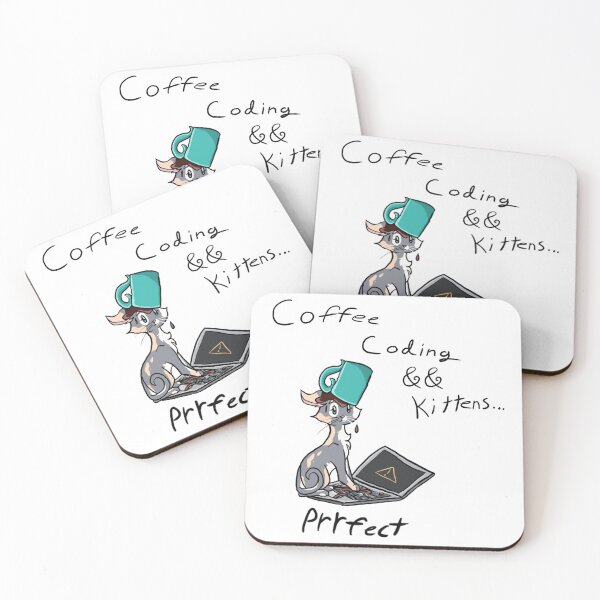Item preview, Coding Kitten with coffee designed and sold by BerryShyKittens.