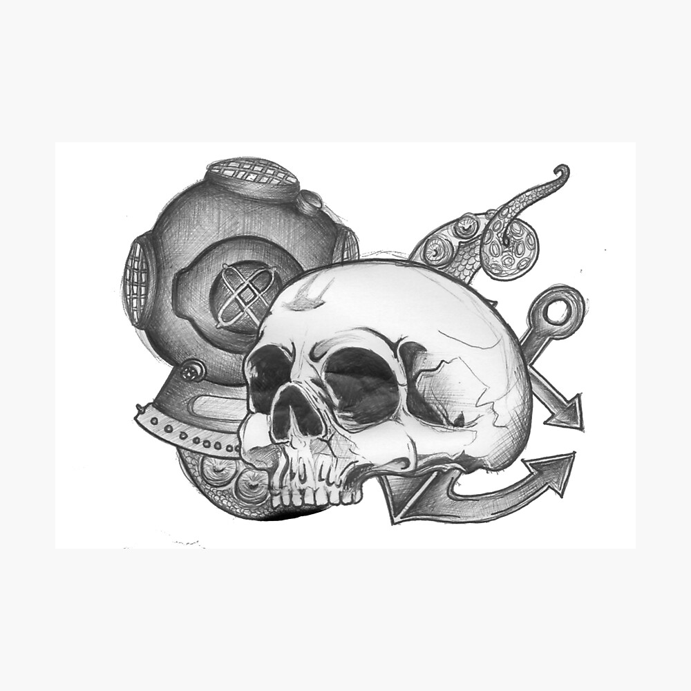 Skull Ocean Floor Poster By Lolcp Redbubble