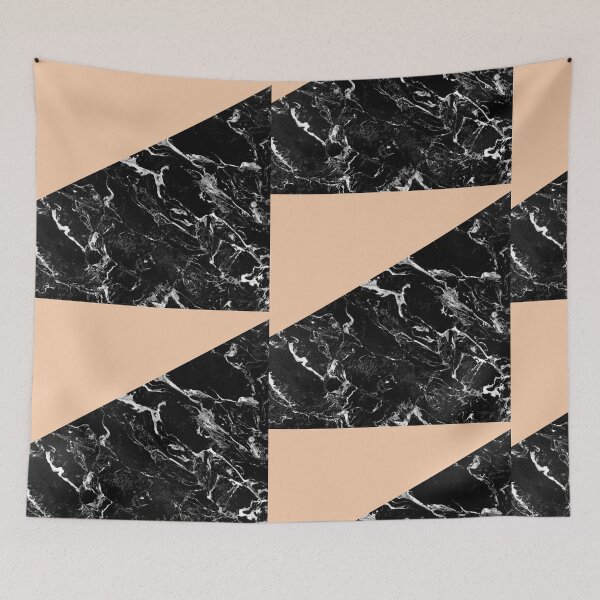 Item preview, Modern elegant peach black marble color block designed and sold by GirlyTrend.