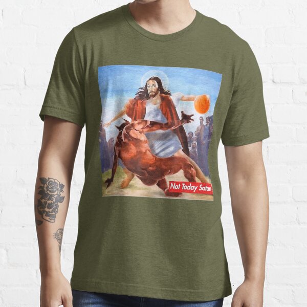  Funny Not Today Satan Jesus Crossover Basketball T