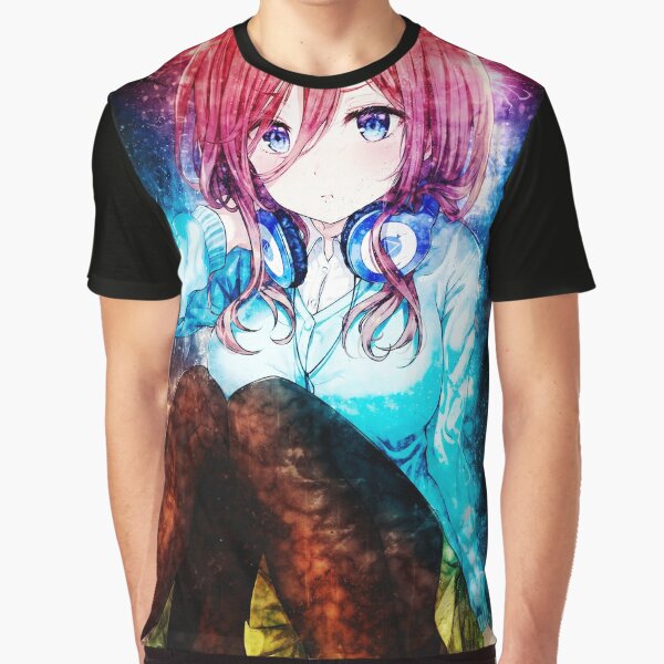 5-toubun no Hanayome Miku Nakano Full Color T-Shirt Black Tee BT0093