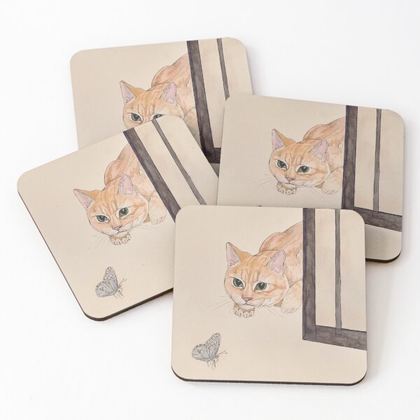 Artikelvorschau, Katzenporträt-Malerei - Katzen- und Schmetterlings-Aquarell-Kunst - japanische, chinesische Malerei - Animaux Сhat Papillon Aquarelle - japanisches Kanji - orientalische Katzenkunst entworfen und verkauft von ArtProvocation.