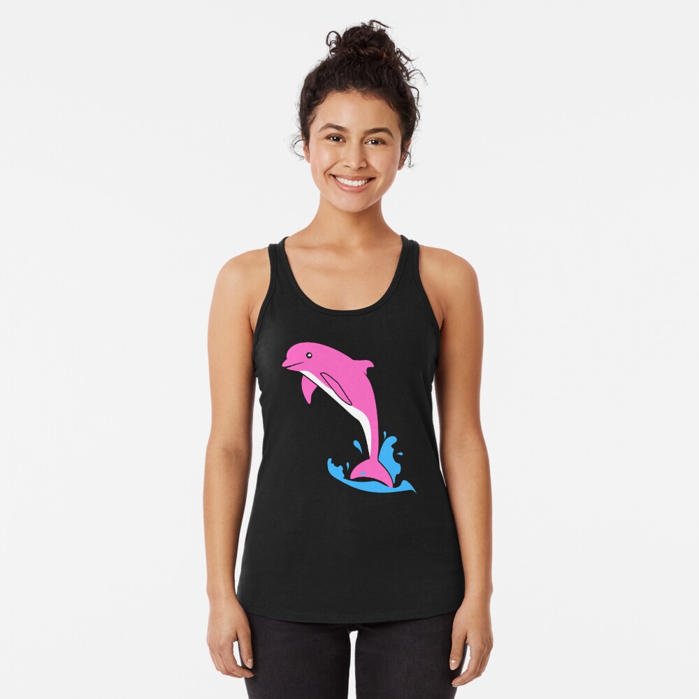 Discover Dolphin  Pink Dolphin Tank Tops