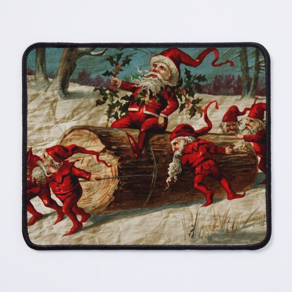 Item preview, Vintage Santa Elves Sliding Wooden Log On Snow designed and sold by LashCreations.