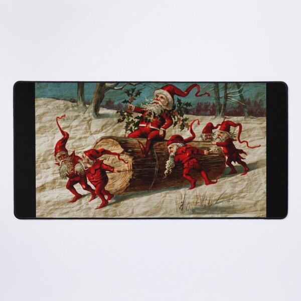 Item preview, Vintage Santa Elves Sliding Wooden Log On Snow designed and sold by LashCreations.