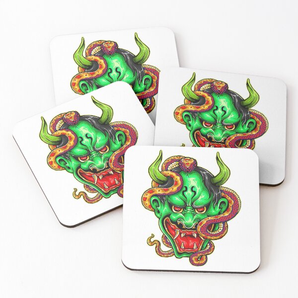 Item preview, Hannya Oni Japanese Demon Mask Specialty Graphic Snake designed and sold by Ngocyen550.