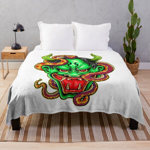 Item preview, Hannya Oni Japanese Demon Mask Specialty Graphic Snake designed and sold by Ngocyen550.