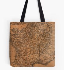 Vintage Map of Railroads in France (1914) Tote Bag