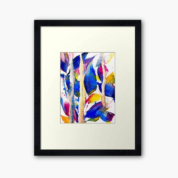 Birches in Blue Framed Art Print