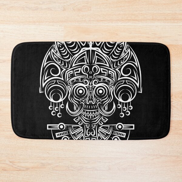 Item preview, Aztec Death God (White on Black) designed and sold by 11thIdeaDesigns.