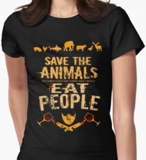 save the animals, EAT PEOPLE (4) Women's Fitted T-Shirt