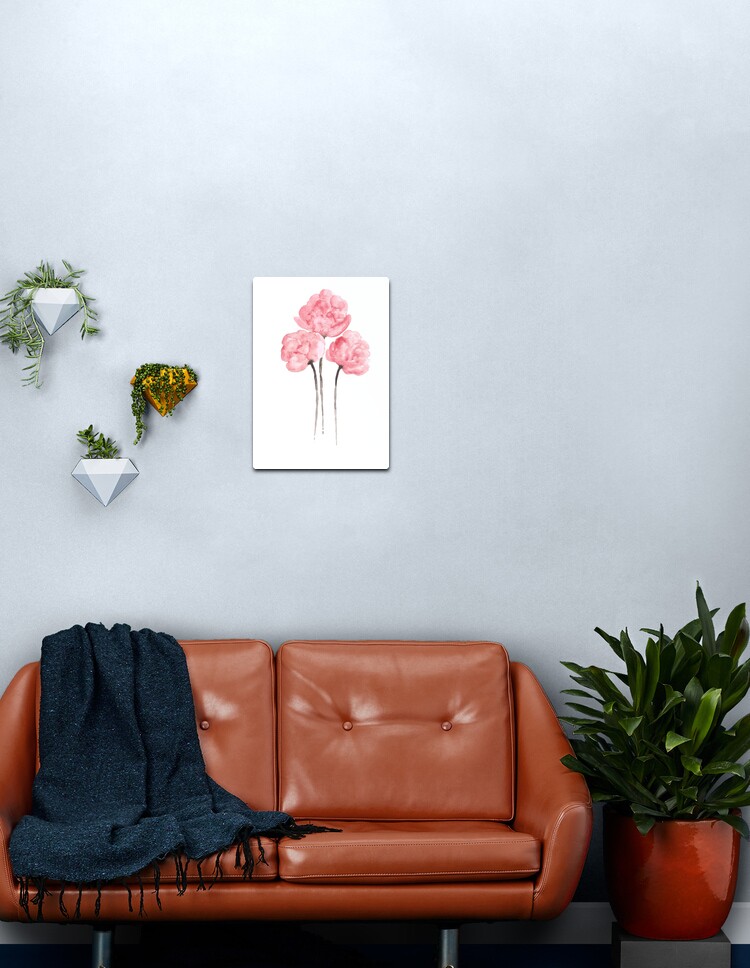 Lámina metálica «Cartel rosado del dibujo de la pintura de la acuarela de la  flor del ramo de la peonía» de asiaszmerdt | Redbubble