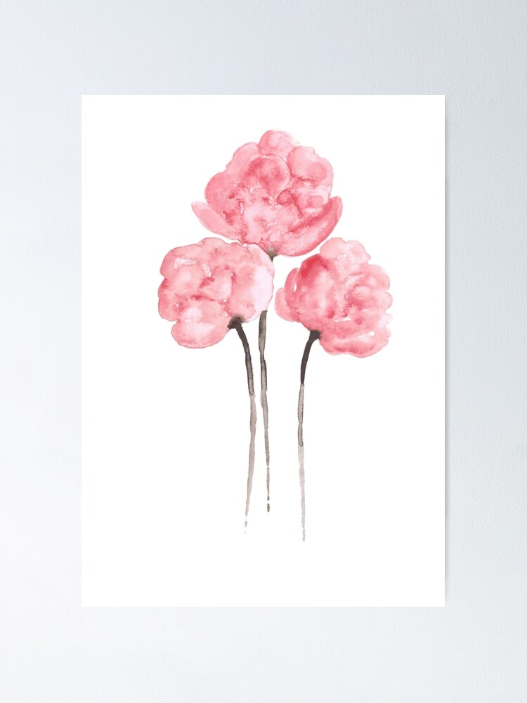 Download Pink Peony Bouquet Flower Watercolor Painting Drawing Poster Poster By Asiaszmerdt Redbubble