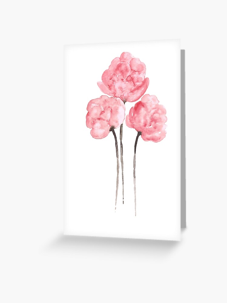 Tarjetas de felicitación «Cartel rosado del dibujo de la pintura de la  acuarela de la flor del ramo de la peonía» de asiaszmerdt | Redbubble