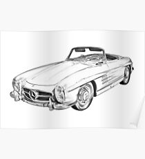 Póster Mercedes Benz 300 SL Convertible Illustration