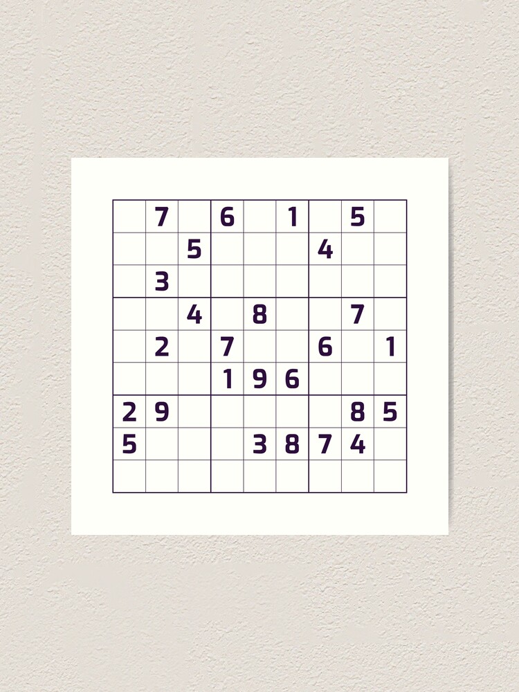 sudoku-puzzle-black-and-white-puzzle-1-art-print-for-sale-by-beanibooi-redbubble for Free Printable Large Print Sudoku Puzzles Sudoku Puzzle Black and White | Puzzle #1