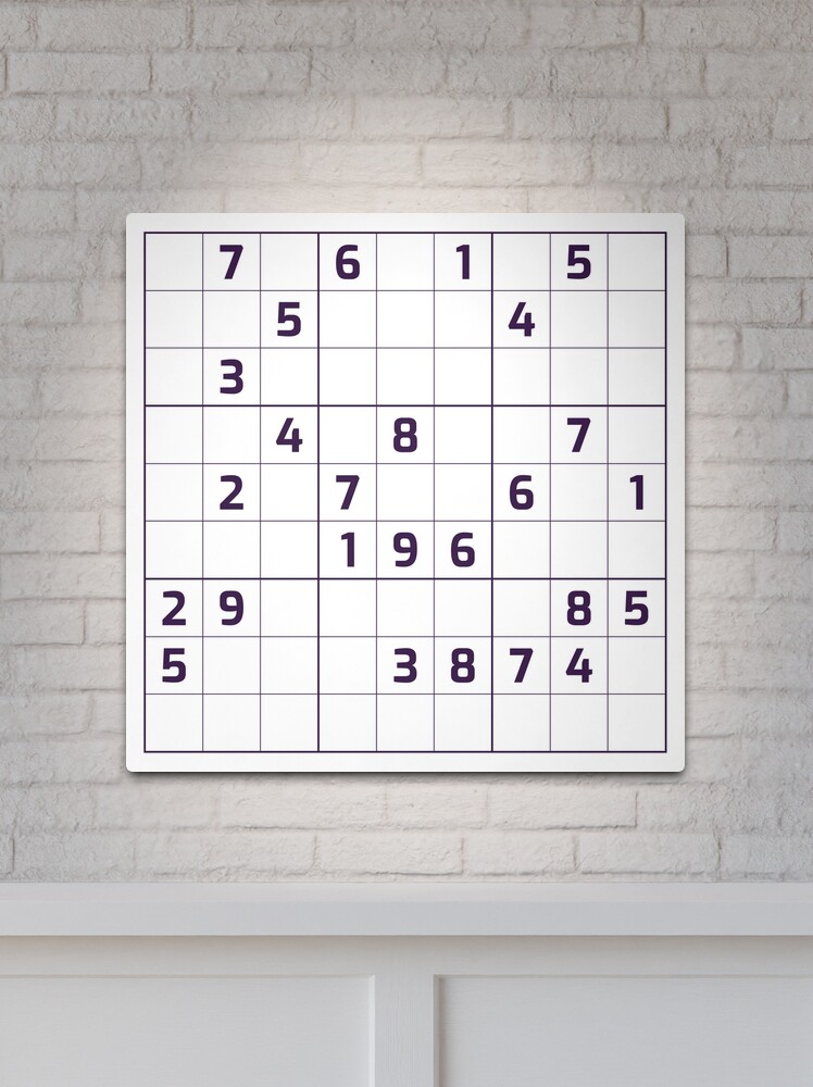 Sudoku Puzzle Blue and White | Puzzle #1 | Metal Print