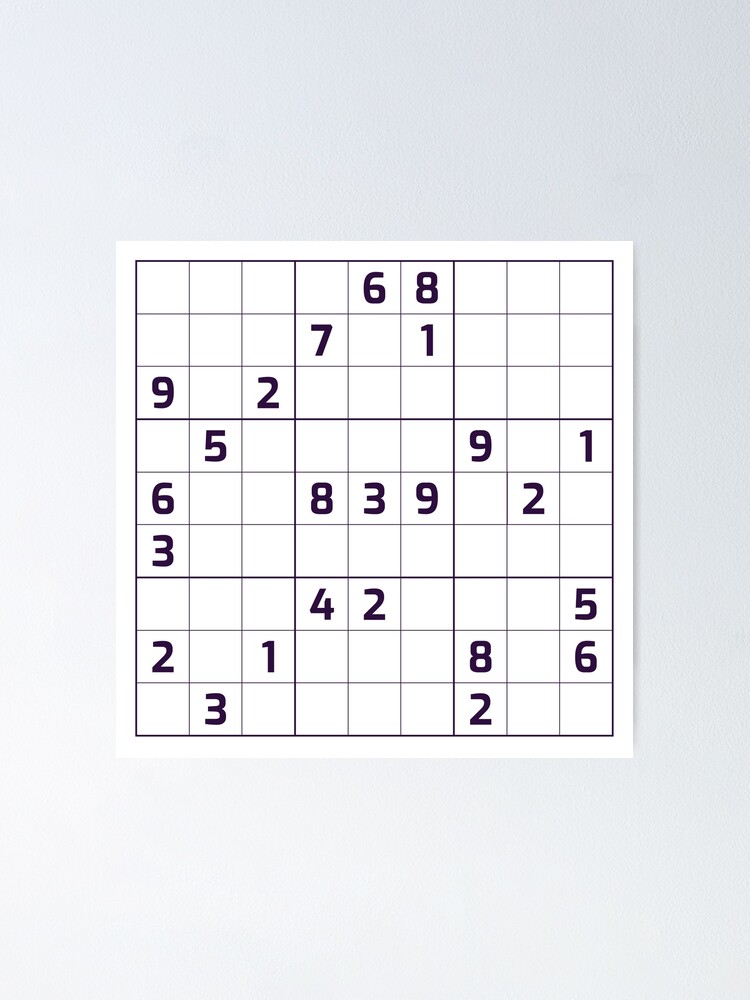 Sudoku Puzzle Blue and White  Puzzle #3 Poster for Sale by