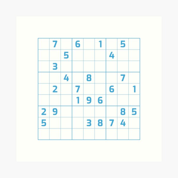 sudoku puzzle blue and white puzzle 1 art print by beanibooi redbubble