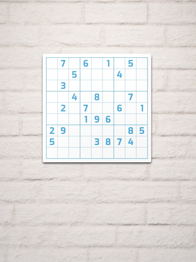 Sudoku Puzzle Blue and White | Puzzle #1 | Metal Print