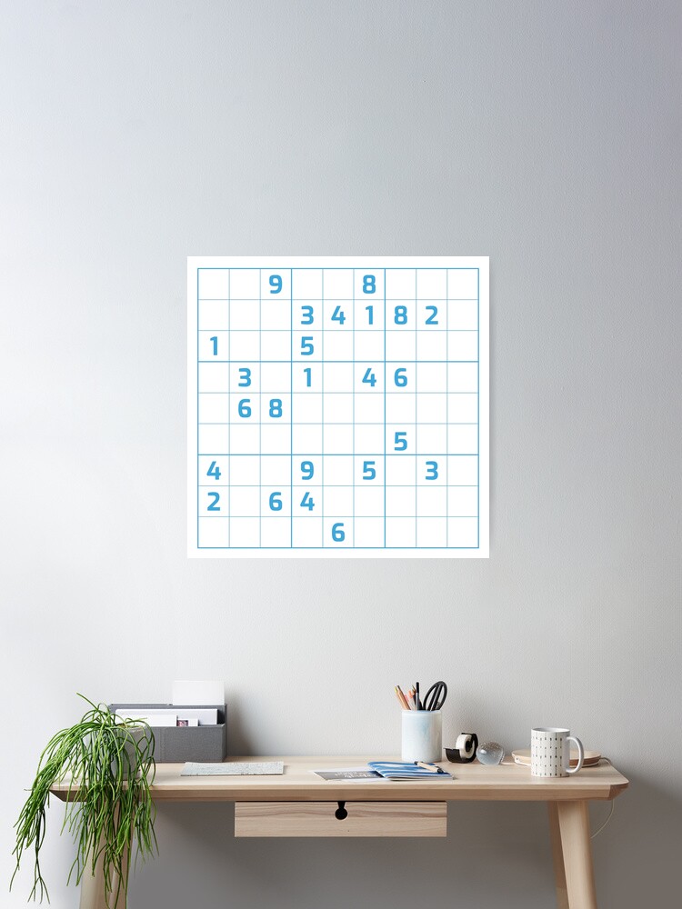 Sudoku Puzzle Blue and White  Puzzle #3 Poster for Sale by