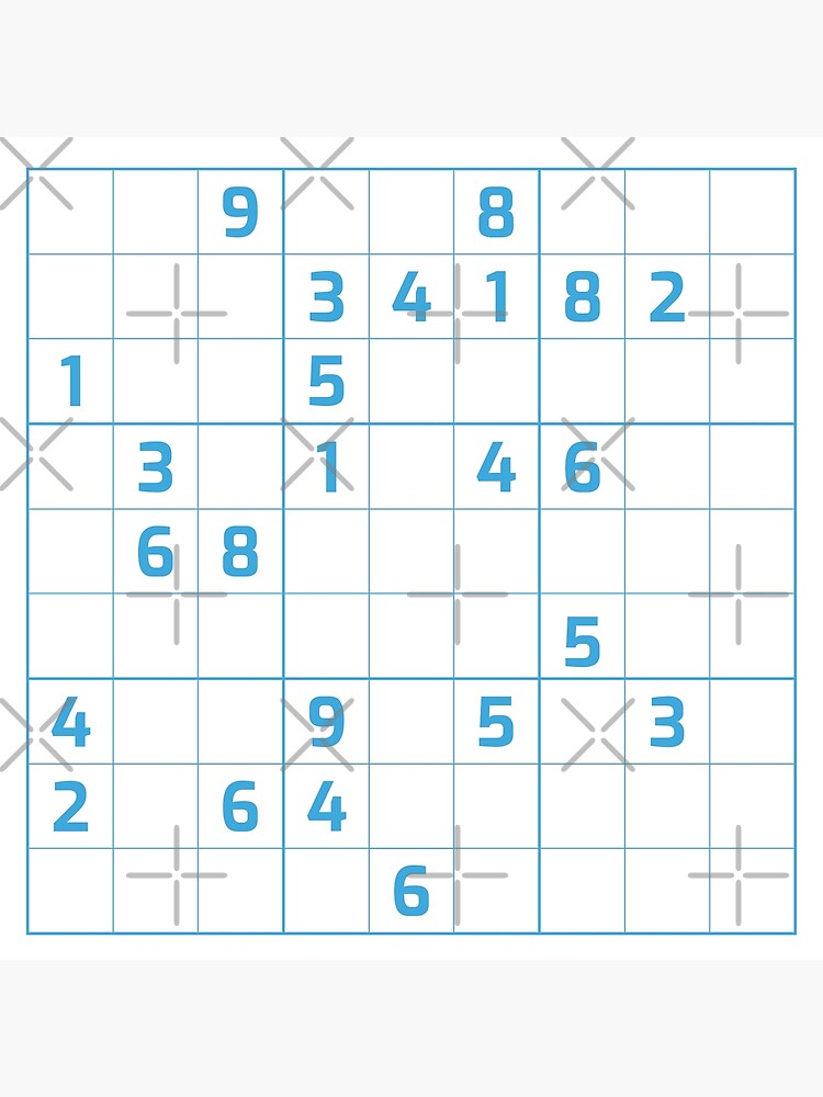 Sudoku Puzzle Blue and White | Puzzle #1 | Metal Print
