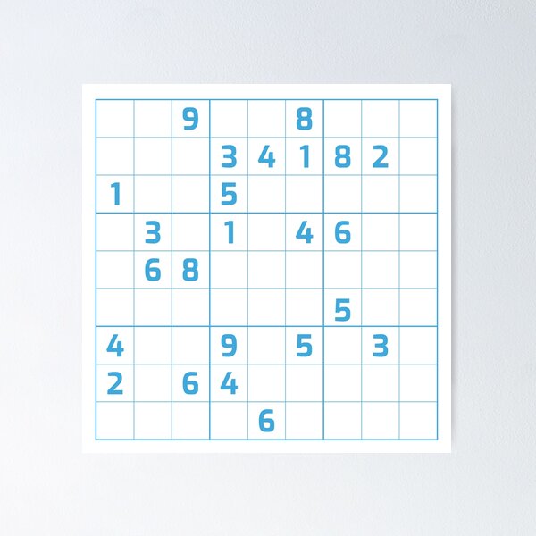 Sudoku Puzzle Blue and White  Puzzle #3 Poster for Sale by