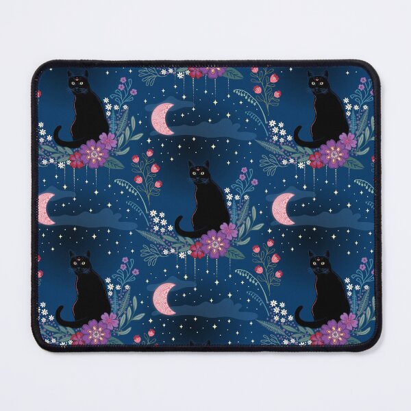 Item preview, Black cats in the midnight garden -blue, purple and red designed and sold by misentangled.