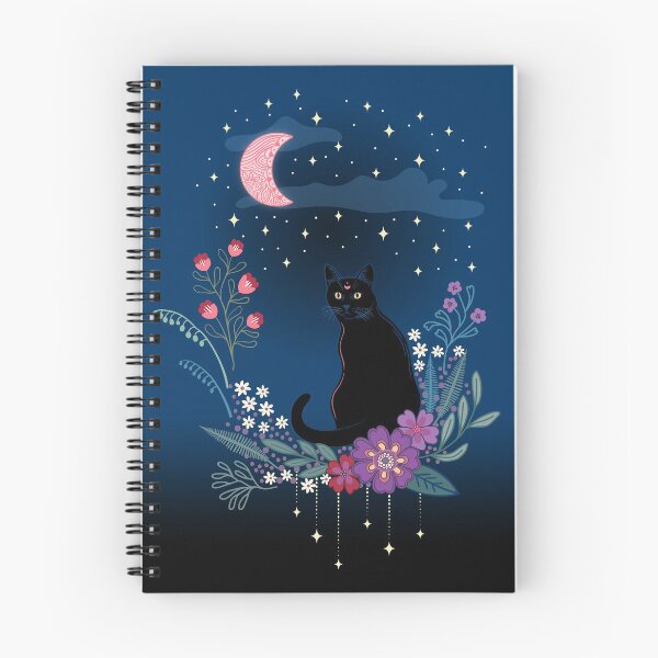 Item preview, Black cats in the midnight garden -blue, purple and red designed and sold by misentangled.