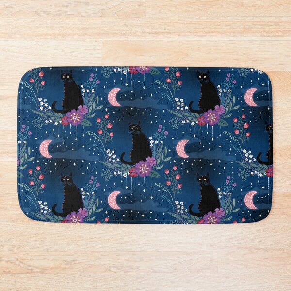 Item preview, Black cats in the midnight garden -blue, purple and red designed and sold by misentangled.