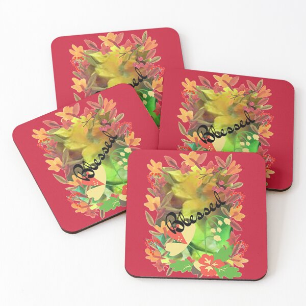 Item preview, Blessed, Floral Abstract Design with Lettering , graphic psychedelic abstract art, trippy graphic psychedelic arte abstracto designed and sold by Adri Barnard.