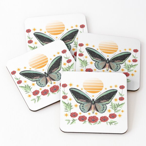 Item preview, butterfly and poppy flower designed and sold by happy gift art.