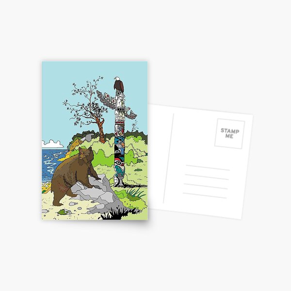 Item preview, Bear standing by a Totem Pole designed and sold by BalbinaStudio.