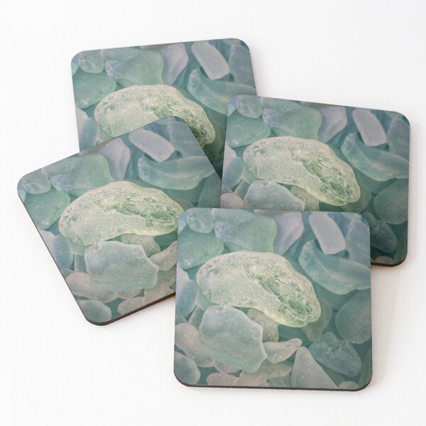 Item preview, Sea Glass Light Green Piece on Sea Foam Soft Blue Aqua Lavender Pieces designed and sold by Beachy.