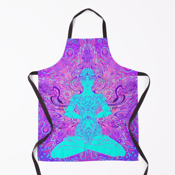 Item preview, Beautiful Girl sitting in lotus position over ornate colorful neon designed and sold by Golden-Peace.