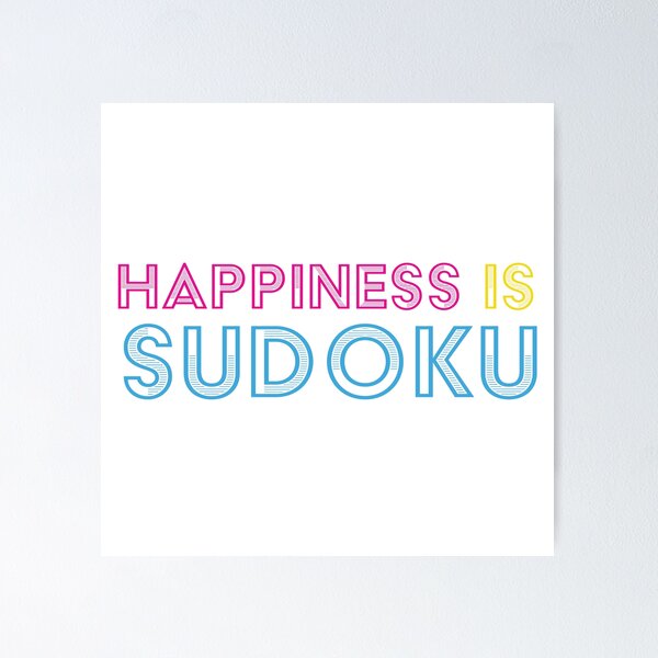 Item preview, Happiness is Sudoku | Pink, Yellow and Blue Text designed and sold by beanibooi.