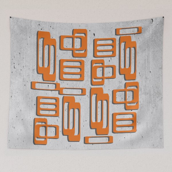 Item preview, Mid Century Modern Oblongs Concrete Gray And Orange designed and sold by QuestingPixel.