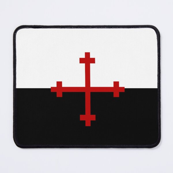 black white red cross flag