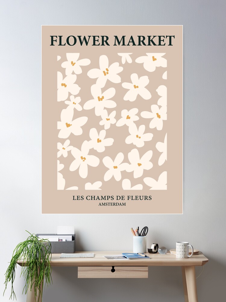 Flower market print, Amsterdam, Neutral art print, Beige flowers, Light  academia posters aesthetic, Boho Poster by Kristinity Art