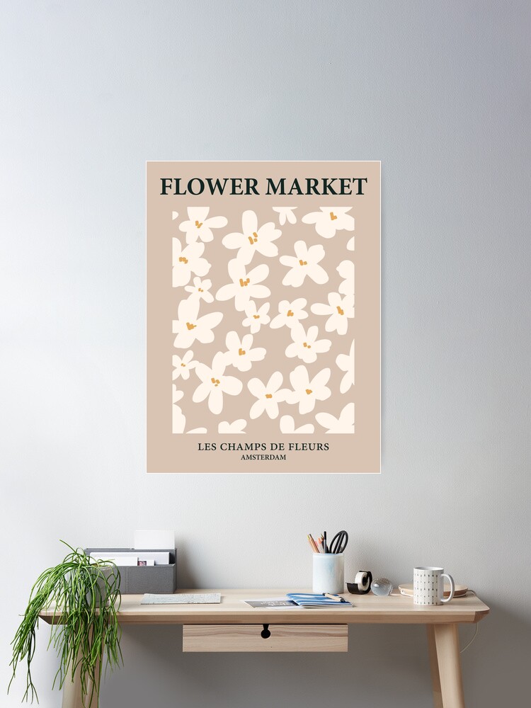 Thumbnail 1 of 3, Poster, Flower market print, Amsterdam, Neutral art print, Beige flowers, Light academia posters aesthetic, Boho designed and sold by KristinityArt.
