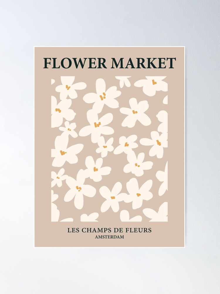 Thumbnail 2 of 3, Poster, Flower market print, Amsterdam, Neutral art print, Beige flowers, Light academia posters aesthetic, Boho designed and sold by KristinityArt.